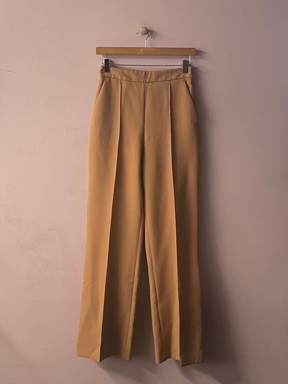 Zara Tan High Waisted Wide Leg Pants Size S EUC
